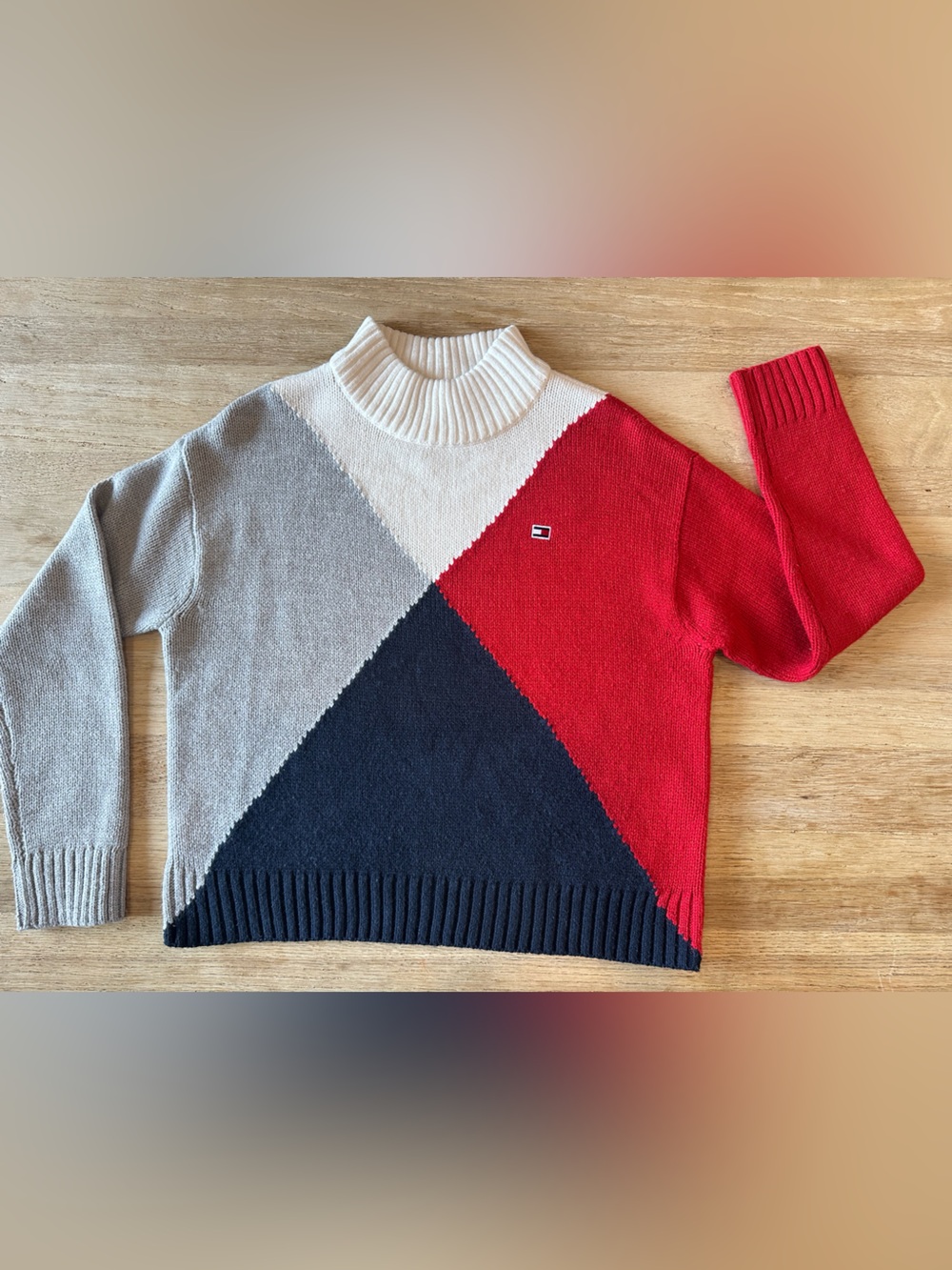 Tommy Hilfiger Women's Colorblock Mock Neck Everyday Sweater J2XS0769 Size S